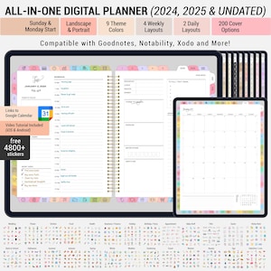 2024 Digital Planner, Goodnotes Planner, Dated Digital Planner, iPad Planner, Planner Digital, Notability, Hyperlinked, Digital journal.