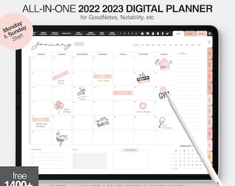 Goodnotes planner, ipad planner, notability planner, Digital daily planner, Dated Digital Planner, digital planner 2022, digital planner,