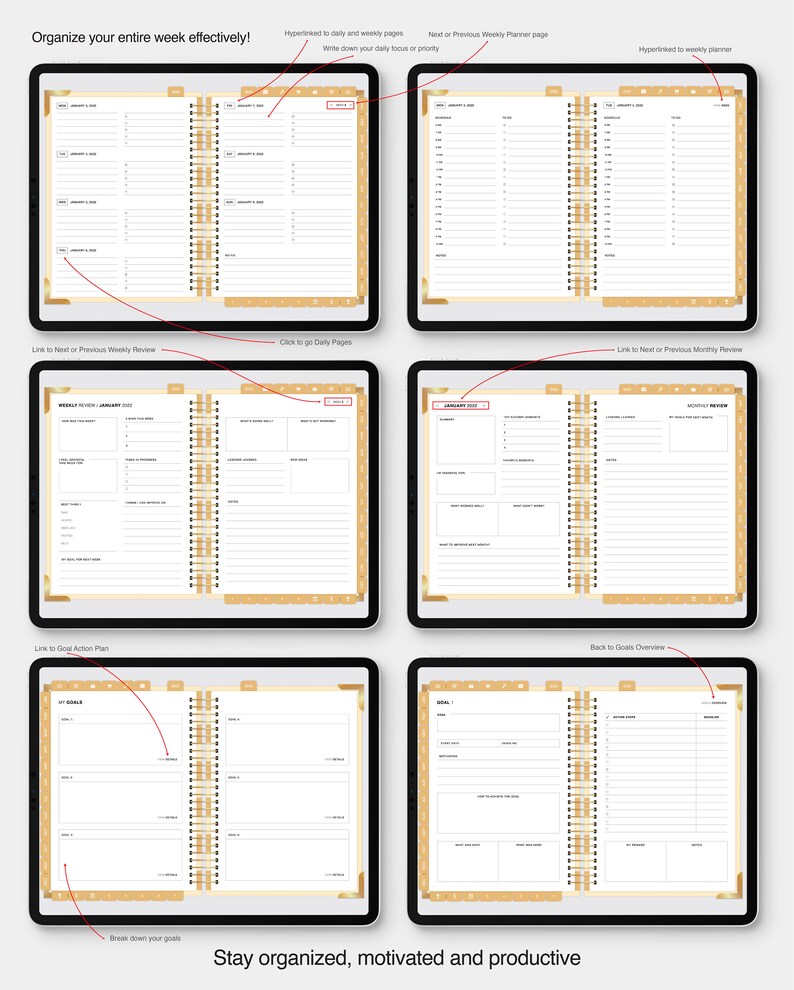 2022 Digital Planner Goodnotes Planner Dated Digital Etsy