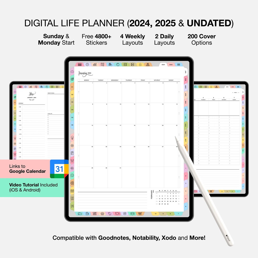 2025 2025 Digital Planner, ADHD Planner, Goodnotes Planner, iPad