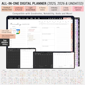 Digital planner, Goodnotes planner, ipad planner, notability planner, Digital daily planner, Dated Digital Planner, 2025 2026 + Undated,