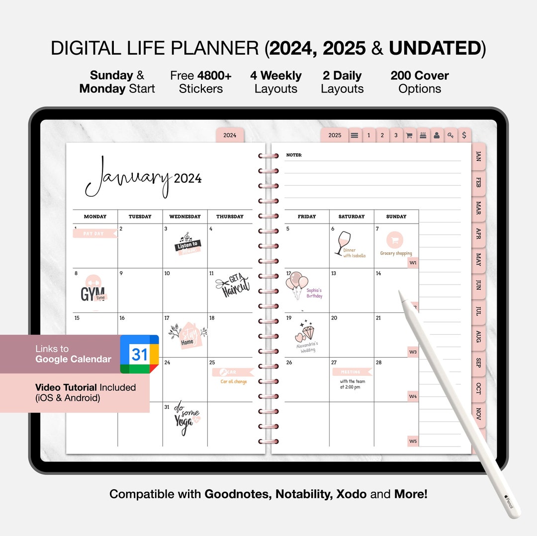 Digital Planner 2024 2025, Goodnotes Planner, Daily, Weekly & Monthly ...