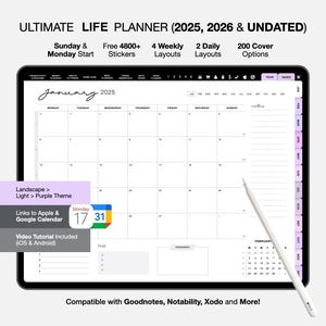2025 2026 & Undated Digital Planner,Daily Planner,Weekly Planner,GoodNotes Planner,Notability Planner,iPad Planner,Apple Google Planner,
