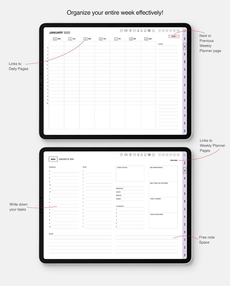 Goodnotes Planner Digital Planner 2022 2022 Digital Planner Etsy