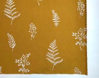 hand printed fat quarter / fern cotton panel / fabric panel / quilting fabric / hand printed