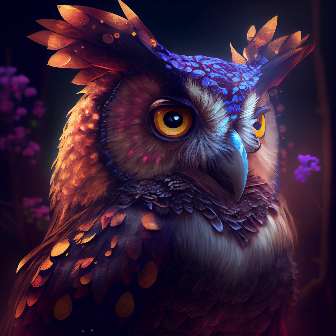Mythical Owl. A.I Generated Art. Digital Download, Printable Etsy
