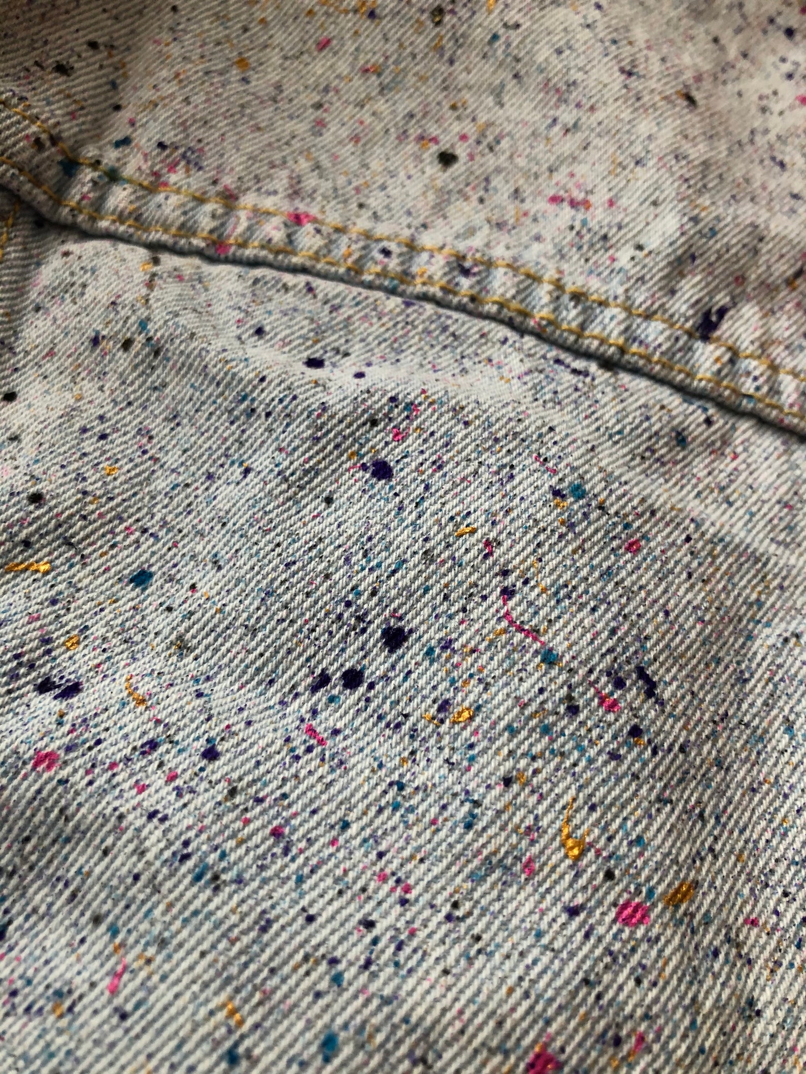 Paint Splatter Denim Jacket Etsy