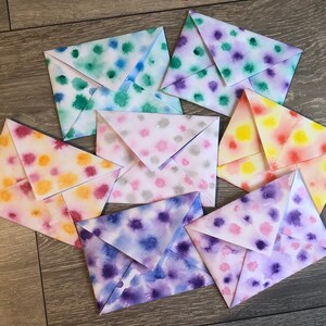 Polka Dot Watercolour Envelopes, handmade envelopes, envelopes for scrapbooking, gifting or gift vouchers