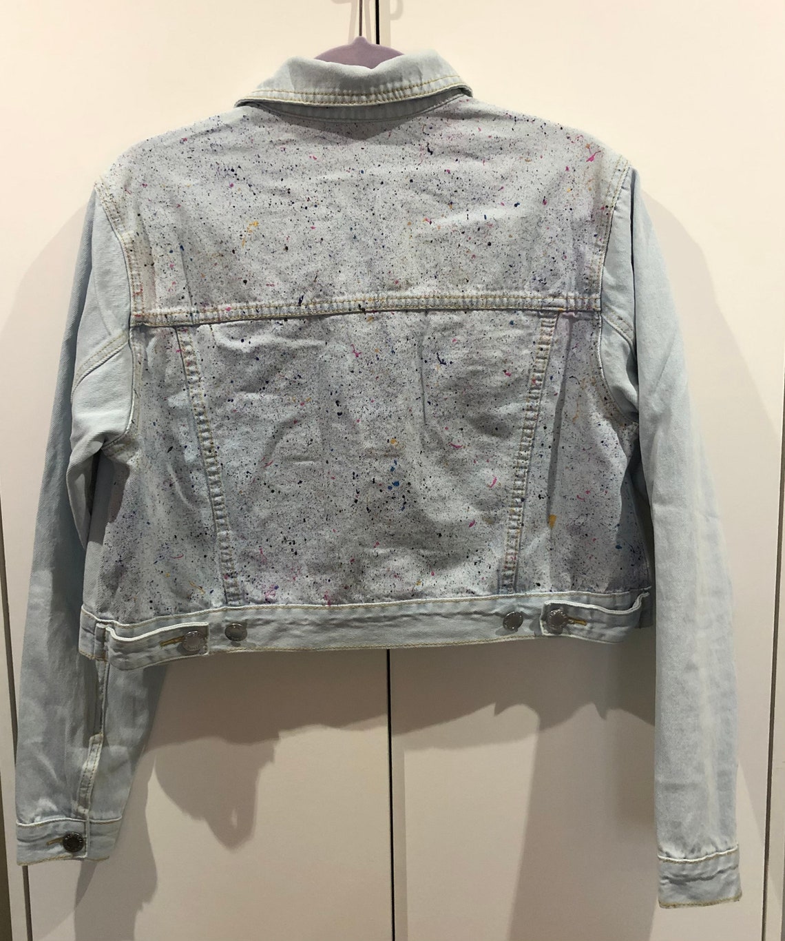 Paint Splatter Denim Jacket Etsy