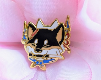 Black Shiba Inu Ninja Enamel Pin | Kawaii Dog with Tanto Blade