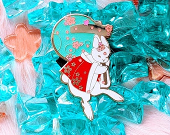 Sakura Moon Mochi Rabbit Enamel Pin | Strawborble | Lunar New Year | Spring | Easter | Sakura Collection