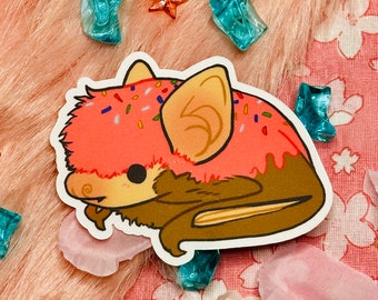 Pink Doughtnut Bat Clear Vinyl Sticker | Strawborble | eastern red bat | fluttermouse