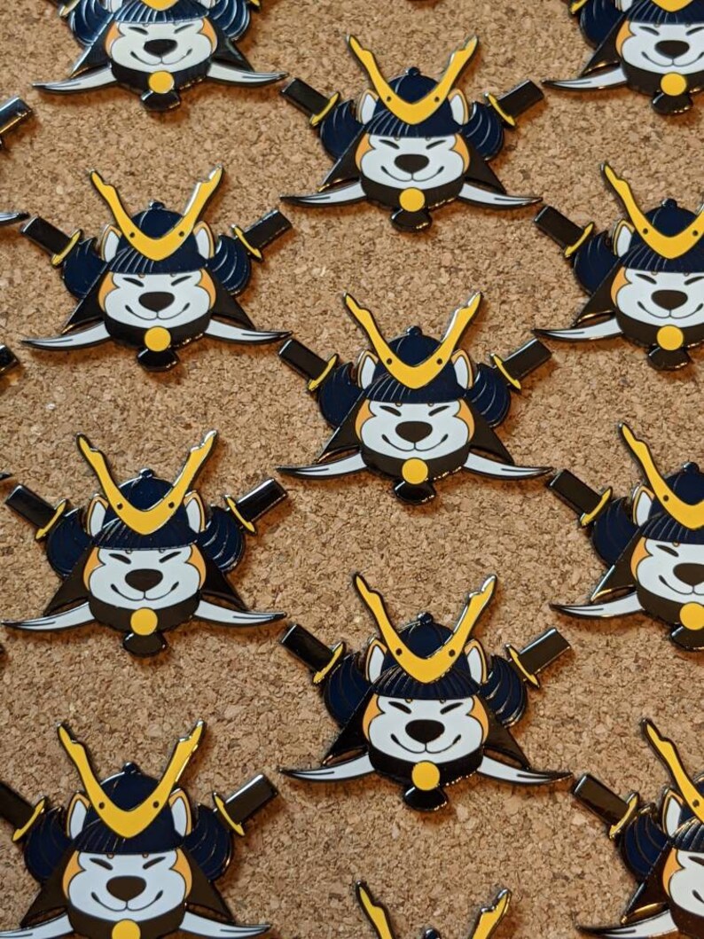 50 mm Hard Enamel Pin Shiba Inu Samurai Enamel Lapel Pin
