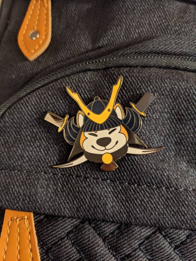 50 mm Hard Enamel Pin Shiba Inu Samurai Enamel Lapel Pin