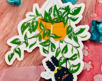 Spriggan and Pothos vinyl sticker  | FFXIV  sticker  | house plant stationary | Strawborble