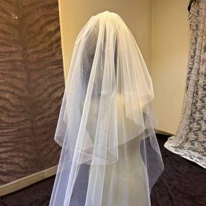 Borde de lápiz Velo suave Velo de novia de boda Marfil Velo de lápiz Velo de novia Codo Punta de los dedos Capilla Longitud de la catedral v imagen 11
