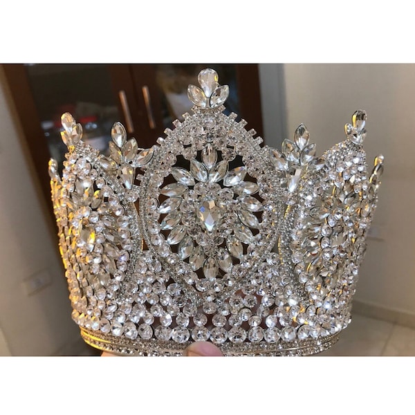 Diadem Swarovskiego, korona tiara, tiara swarovskiego, srebrna korona, zestaw kryształów tiara, tiara ślubna vintage, korona tiara z kryszta