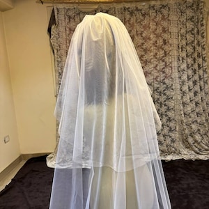 Borde de lápiz Velo suave Velo de novia de boda Marfil Velo de lápiz Velo de novia Codo Punta de los dedos Capilla Longitud de la catedral v imagen 9