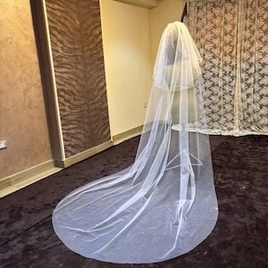 Borde de lápiz Velo suave Velo de novia de boda Marfil Velo de lápiz Velo de novia Codo Punta de los dedos Capilla Longitud de la catedral v imagen 14