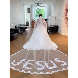 Wedding Veil Embroidery, Church Veil for Bride, personalised embroidery veil,  simple monogram veil, Jesus Word On Bride Veil For wedding