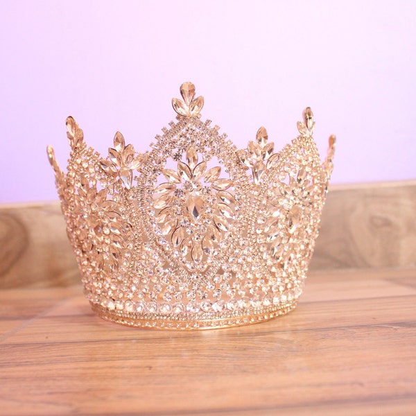 Tiara Crown, Gold Vintage Crown, Tiara With Crystals, Queen Crown, Bride gifts,  Bridal Tiara Crown, Hair tiaras