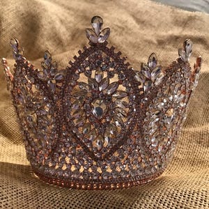 Rose gold Tiara Crown, Rhinestones Tiara, bridal crown, Gold Crowns, queen crown, tiara crystals set, Tiara vintage, Rhinestones Tiara Crown