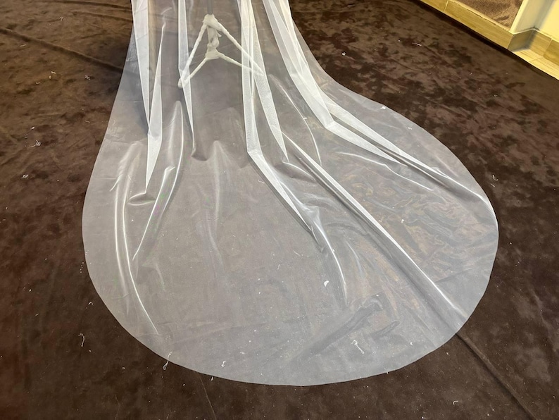 Borde de lápiz Velo suave Velo de novia de boda Marfil Velo de lápiz Velo de novia Codo Punta de los dedos Capilla Longitud de la catedral v imagen 7