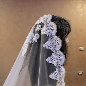 wedding lace veil, champagne Lace veil, Veil lace trim, mantilla white veil, bridal veil, ivory Veil , Veil With lace edge, white lace veil
