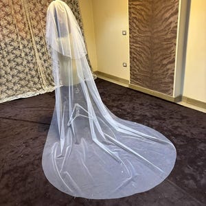 Borde de lápiz Velo suave Velo de novia de boda Marfil Velo de lápiz Velo de novia Codo Punta de los dedos Capilla Longitud de la catedral v imagen 12