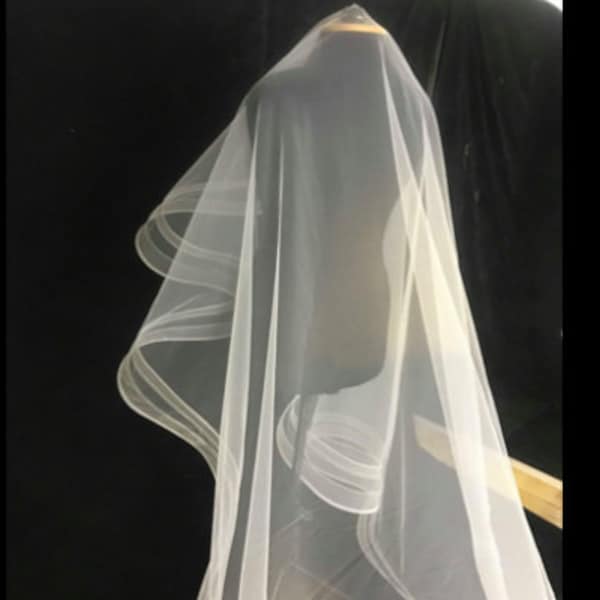 Horsehair Veil, Double Ribbon Edge, white Double Horsehair Veil, Cathedral Horsehair veil, Horsehair Drop Veil, ivory boho Horsehair veil,