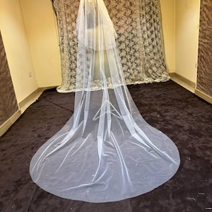 Borde de lápiz Velo suave Velo de novia de boda Marfil Velo de lápiz Velo de novia Codo Punta de los dedos Capilla Longitud de la catedral v imagen 10