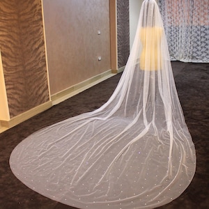 bridal veil Pearls, Wedding Veil Beaded pearl, Ivory veil Scattered Pearls, white veil with Pearls, white pearls veil, Beaded veil for bride