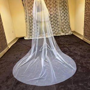Borde de lápiz Velo suave Velo de novia de boda Marfil Velo de lápiz Velo de novia Codo Punta de los dedos Capilla Longitud de la catedral v imagen 17