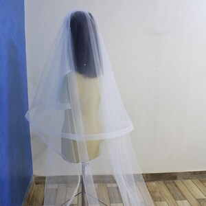 bridal veil Horsehair edge, Veil horsehair Ribbon Edge, Double Tier Horsehair Veil, Cathedral Horsehair veil, ivory Horsehair veil for bride