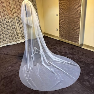 Borde de lápiz Velo suave Velo de novia de boda Marfil Velo de lápiz Velo de novia Codo Punta de los dedos Capilla Longitud de la catedral v imagen 5