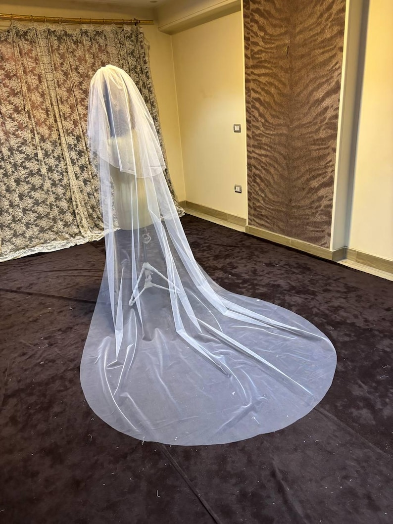 Borde de lápiz Velo suave Velo de novia de boda Marfil Velo de lápiz Velo de novia Codo Punta de los dedos Capilla Longitud de la catedral v imagen 5