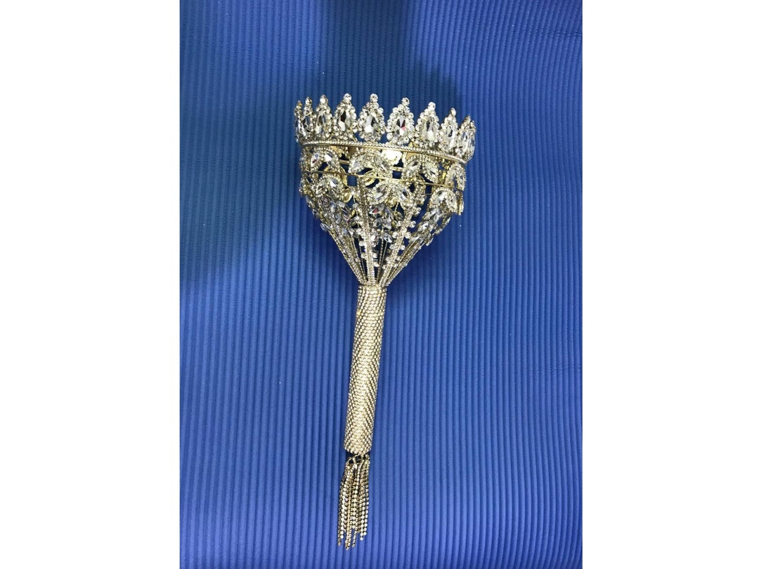 Bouquet Holders, Gold Bouquets Holder, Crystals Holder for Bride