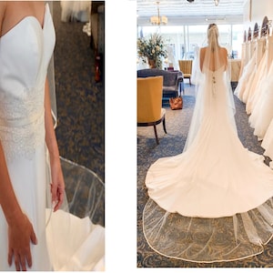 Bridal veil satin edge, 1 layer veil Cord Ribbon Edge, Satin Trim bridal Veil, cathedral veil, ivory veil satin ribbon edge