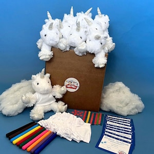 White unicorn 10 pack  deluxe with t shirts make your own plush unicorns - ParTPets