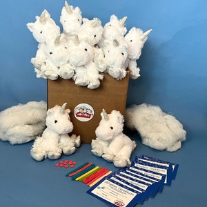 White Unicorn 10 pack (basic) no t-shirts- Plush Unicorn making crafts - ParTPets