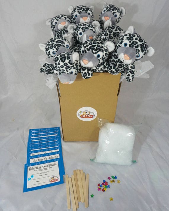 10 Pack Snow Leopard Cat Birthday Party Snow Leopard Diy Kids Birthday Make A Teddy Kit