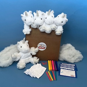 White Unicorn 5 Pack  deluxe with T-Shirts- Unicorn craft and party favors - ParTPets