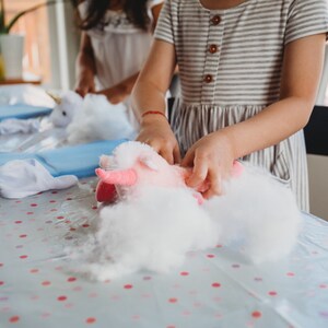 kid making a plush flying pig