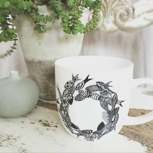 Circle of Fish Design Fine Bone China Mug Gift