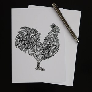 Coq noir et blanc Carte de vœux vierge