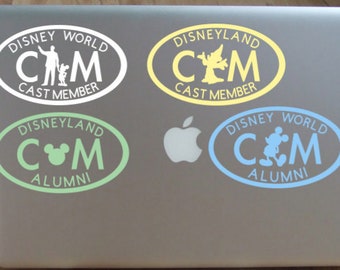 Cast Member - CM or Alumni - Euro Inspired Oval Decal -Choose Character Shape Park-Inspired by Disney World Store & Disneyland Custom Decal