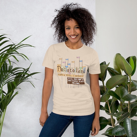 Potatoland - Unisex Shirt Tshirt - Retro Theme Park Sign - Inspired by Disney World and Disneyland & Mickey Mouse Cartoon - Sizes up to 2XL