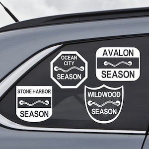 Beach Tag Decal - New Jersey Shore Points - Choose your Design, Town, Color - Custom Vinyl Decal - Wildwood Avalon Stone Harbor Ocean City image 1