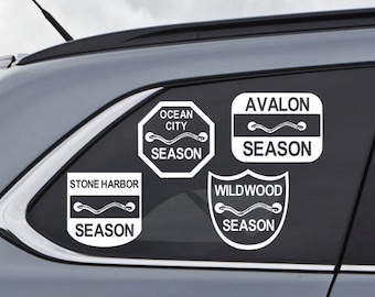 Beach Tag Decal - New Jersey Shore Points - Choose your Design, Town, Color - Custom Vinyl Decal - Wildwood Avalon Stone Harbor Ocean City