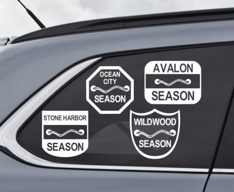 Beach Tag Decal - New Jersey Shore Points - Choose your Design, Town, Color - Custom Vinyl Decal - Wildwood Avalon Stone Harbor Ocean City image 1